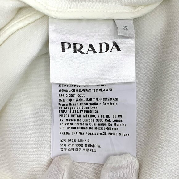 Prada White side-striped cotton hooded long-sleeve casual tracksuit - Picture 7 of 9